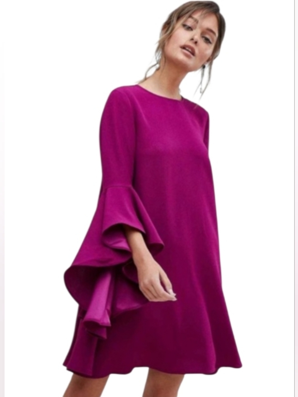 Ted Baker EUC Ashley A-line Waterfall Mini, Fuchia Size Zero